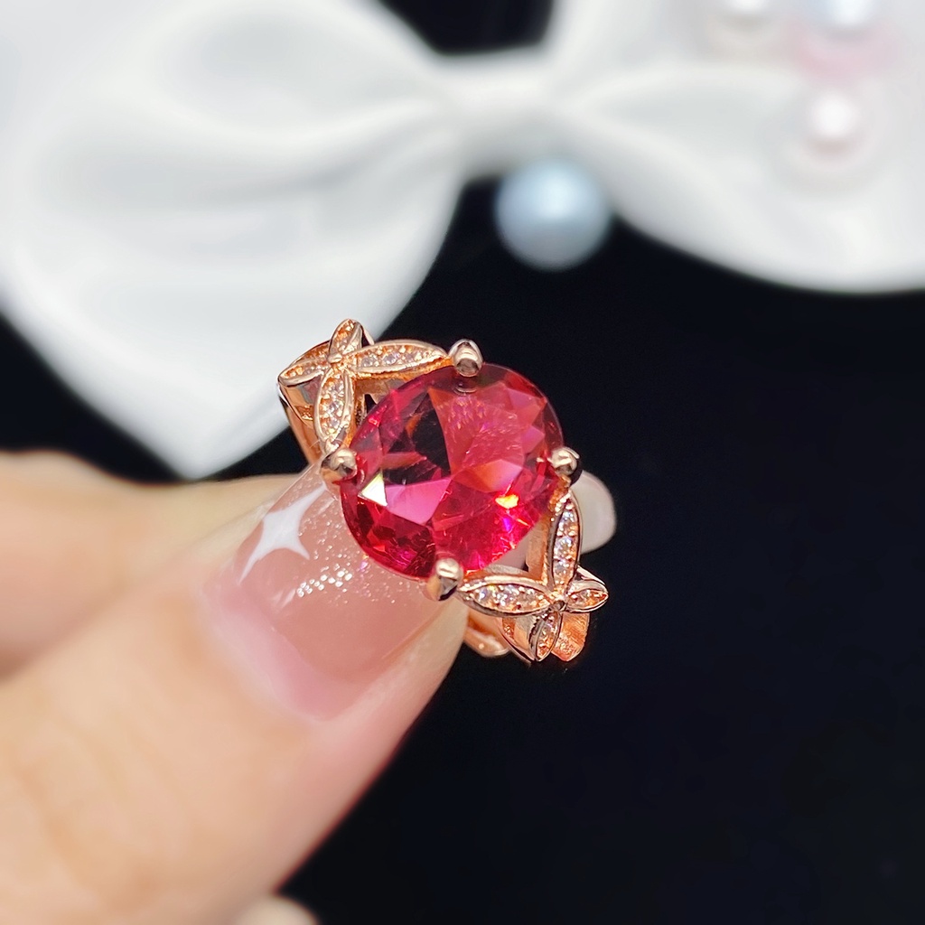 Butterfly Cincin Pernikahan Bahan Sterling Silver 925 Warna Rose Gold Desain Kupukupu Hias Rubyberlian Untuk Wanita