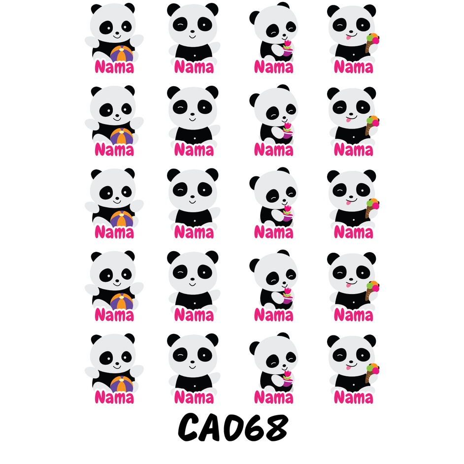 

Sticker Nama Cutting Label Waterproof Tahan Air Panda C (CA068)