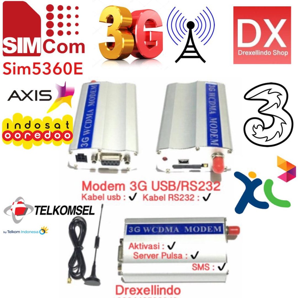 MODEM SMS GSM 3G SIM5360 USB RS232