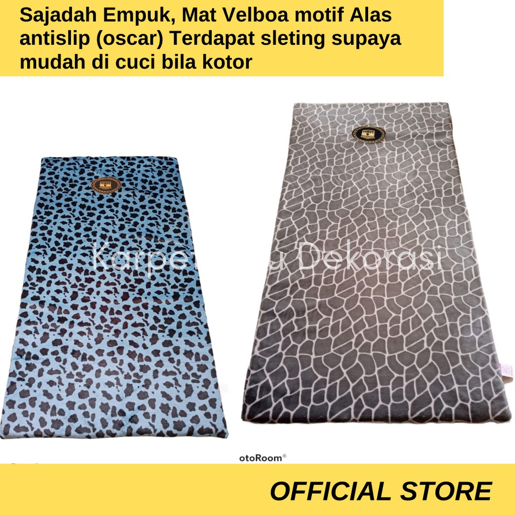 sajadah tebal sajadah empuk bulu mat velboa motif alas antislip terdapat sleting supaya muda dicuci