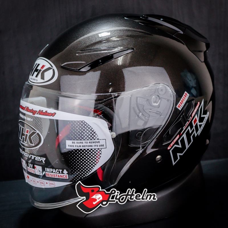 HELM NHK R1 GUNMETAL | HALF FACE DOUBLE VISOR