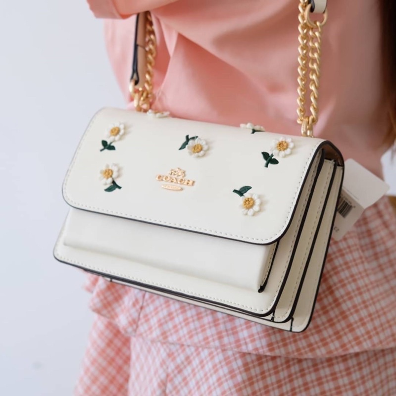 Tas Kulit Selempang Wanita CH Leather Daisy Slingbag Premium Import Putih White, Casual Daily Ootd H