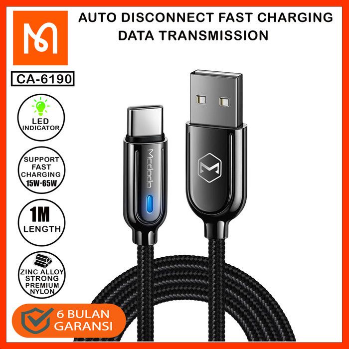 MCDODO CA-6190 Cable USB to Type C Poweroff 1M - Support VOOC - Garansi Resmi 6 Bulan