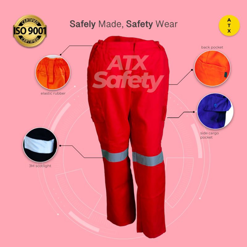 Wearpack Safety Werpak Kerja Hanya Celana Merk ATX warna Merah