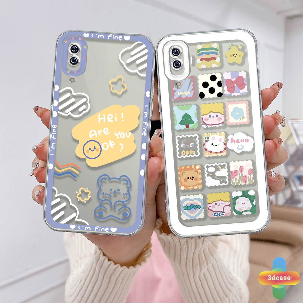 Case VIVO Y20 Y15S Y91C Y21 2021 Y21A V23E Y16 V21 Y21T Y12S Y12 Y30 Y21S Y20S Y12i Y33T Y01 Y91 Y30i Y93 Y95 Y15 Y17 T1 Y55 Y75 Y50 Y53S Y51 2020 Y51A Y10 Y33S Y1S Y11 Y31 Y20i Y91i Y51S Y20G Cute Cartoon Cloud  Bear Transparent Case