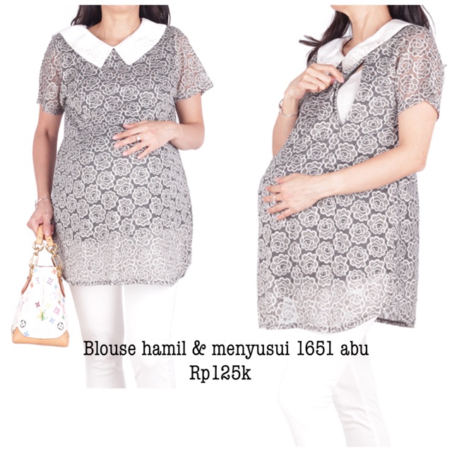 Blouse pesta hamil 1651 abu