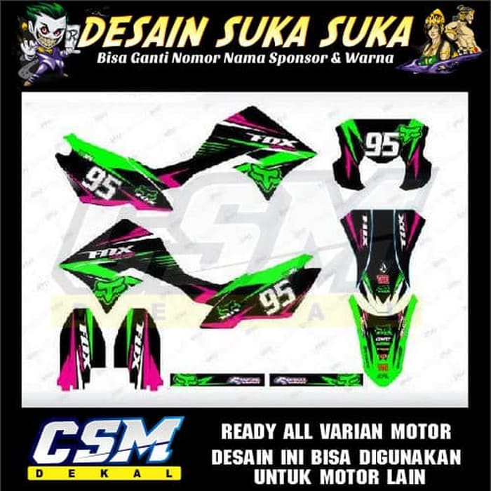 224 DEKAL DECAL MOTOR KLX NEW DTRACKER 2016  STIKER STICKER STRIPING BODY HIJAU HITAM