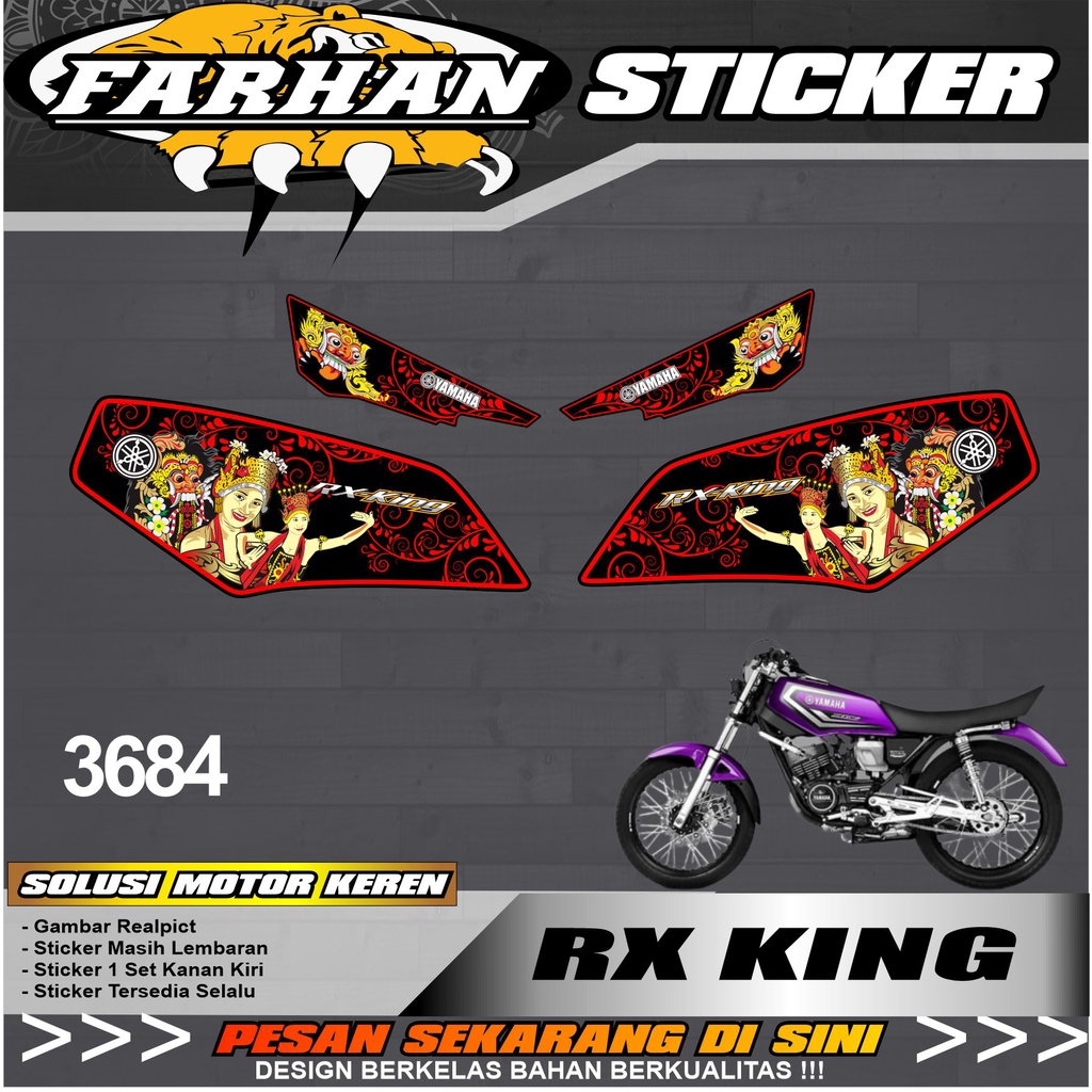 f3684 Striping Sticker Rx King Semifull - Stiker Motor Yamaha RX KING Design Barong Bali