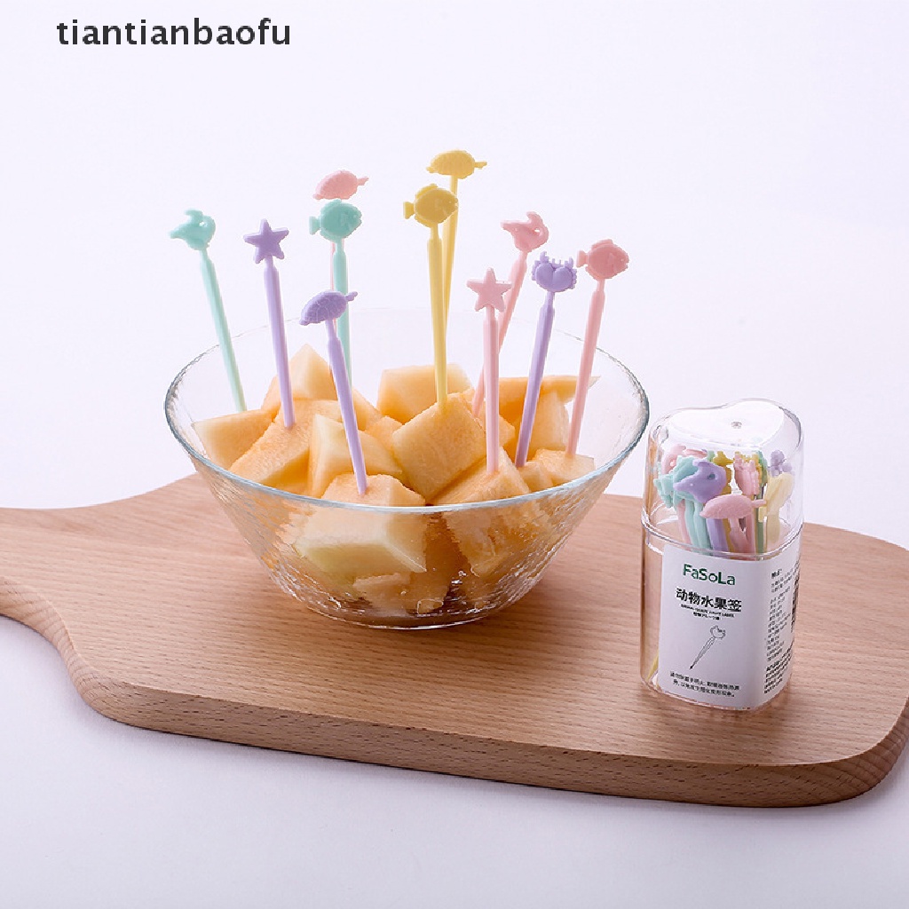 (Tianbaofu) Garpu Buah / Dessert / Bento Mini Warna Permen Untuk Anak