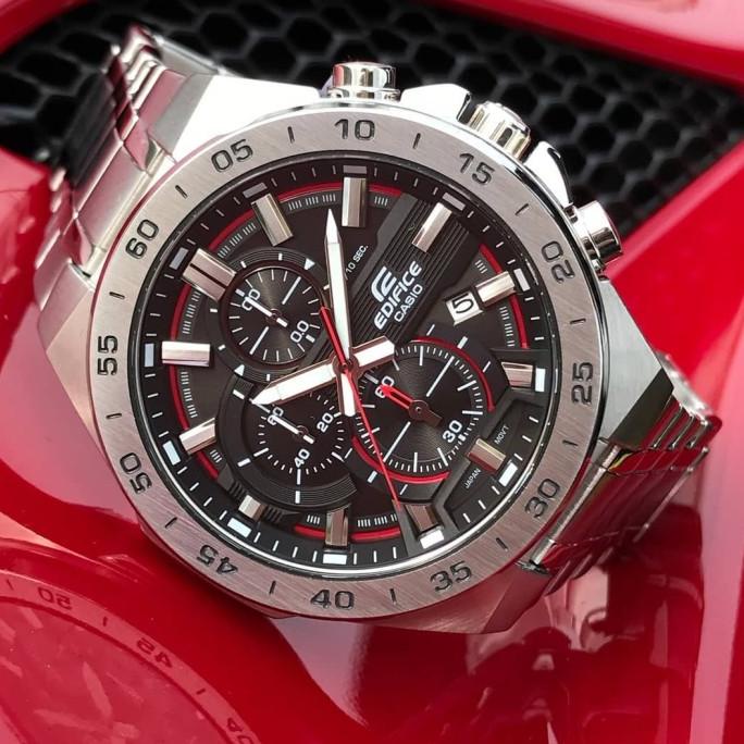 Jam Tangan Pria Casio Edifice EFR-564 D Silver Black Red Original BM
