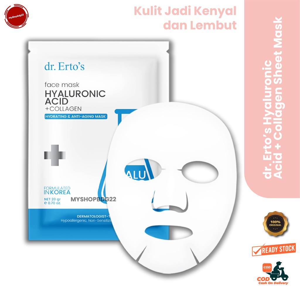 Dr Ertos Hyaluronic Acid Collagen Sheet Mask Masker Perawatan Kulit Wajah Wanita By Myshopbdg22