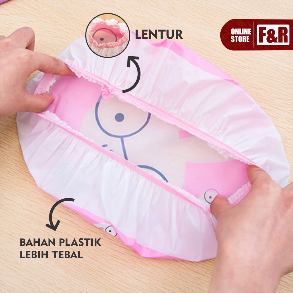 Shower Cap Topi Penutup Rambut Kepala Mandi Karakter Motif Dewasa Anak Anti Air Waterproof Bath