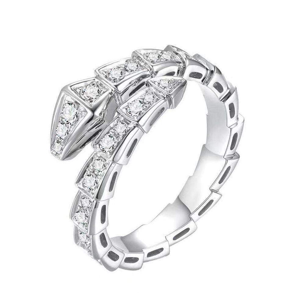 REBUY Rebuy Snake Ring Unik Kepribadian Vintage Berlian Imitasi Tembaga Hadiah Hari Valentine Punk Ring
