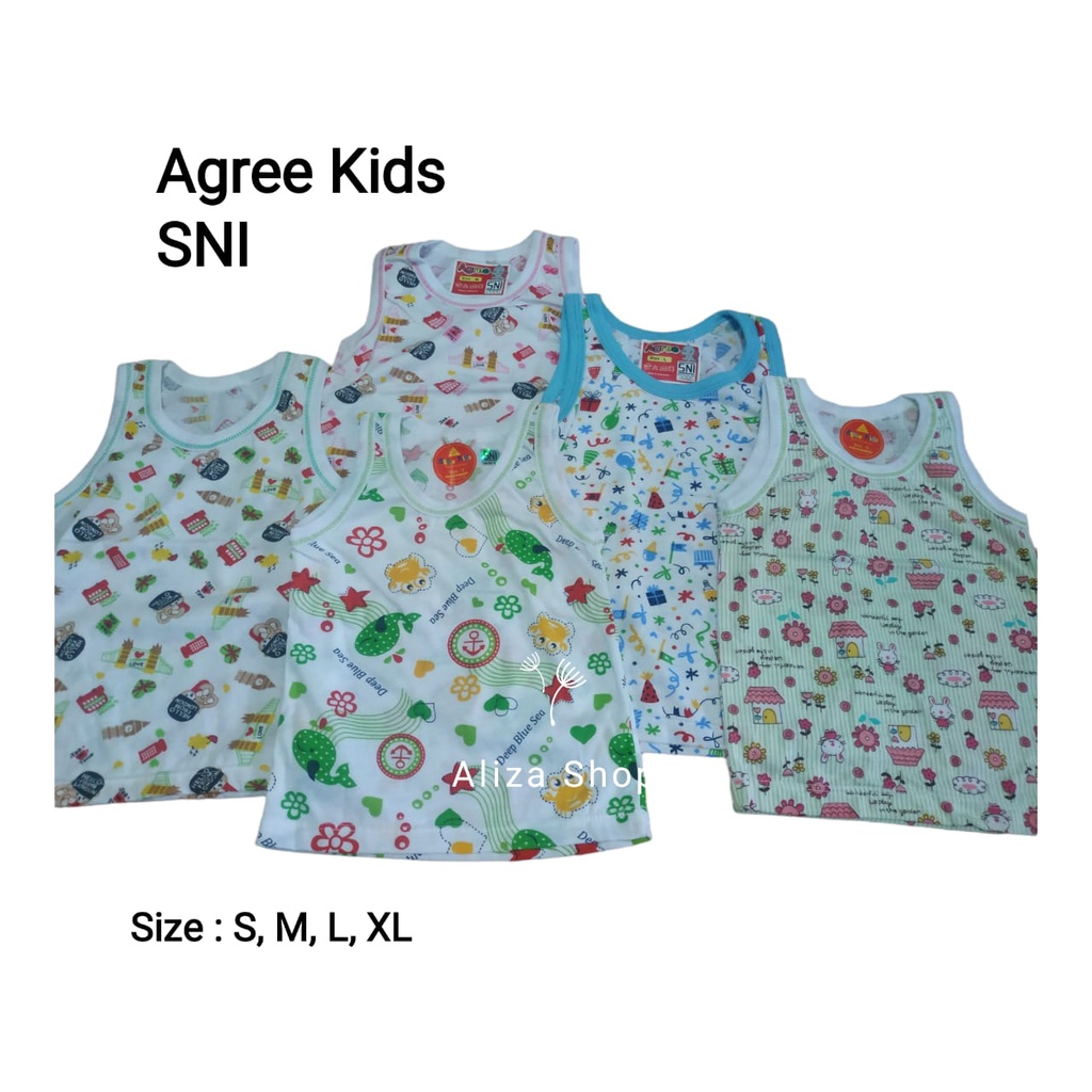 Singlet Anak Motif Bahan Katun SNI Merk Agree Kids  0 - 2th Kaos Dalam Adem