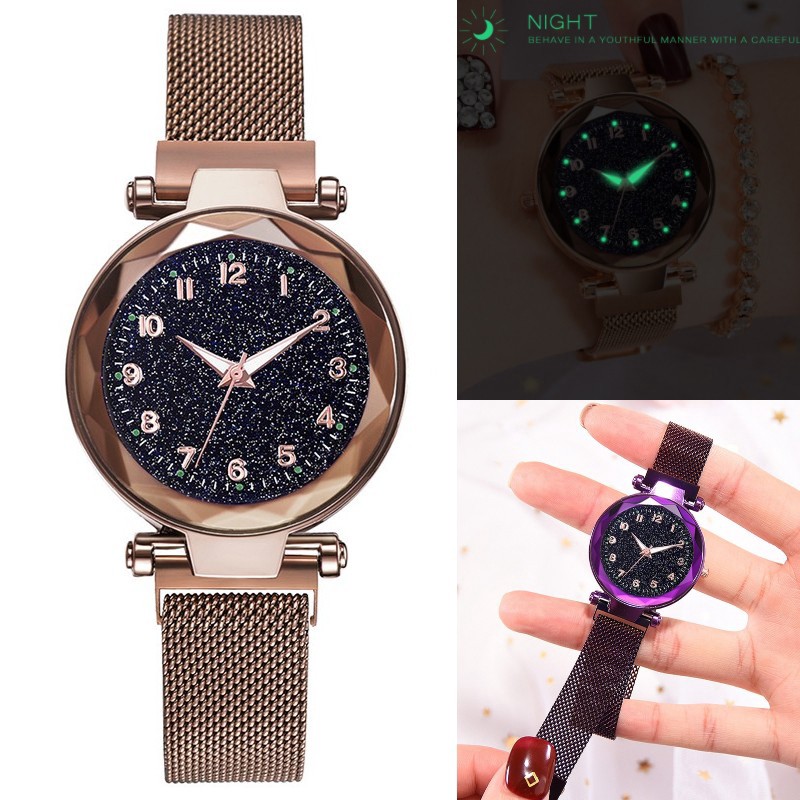 JAM GUIN STORE Jam Tangan Quartz Digital Luminous Mewah untuk Wanita