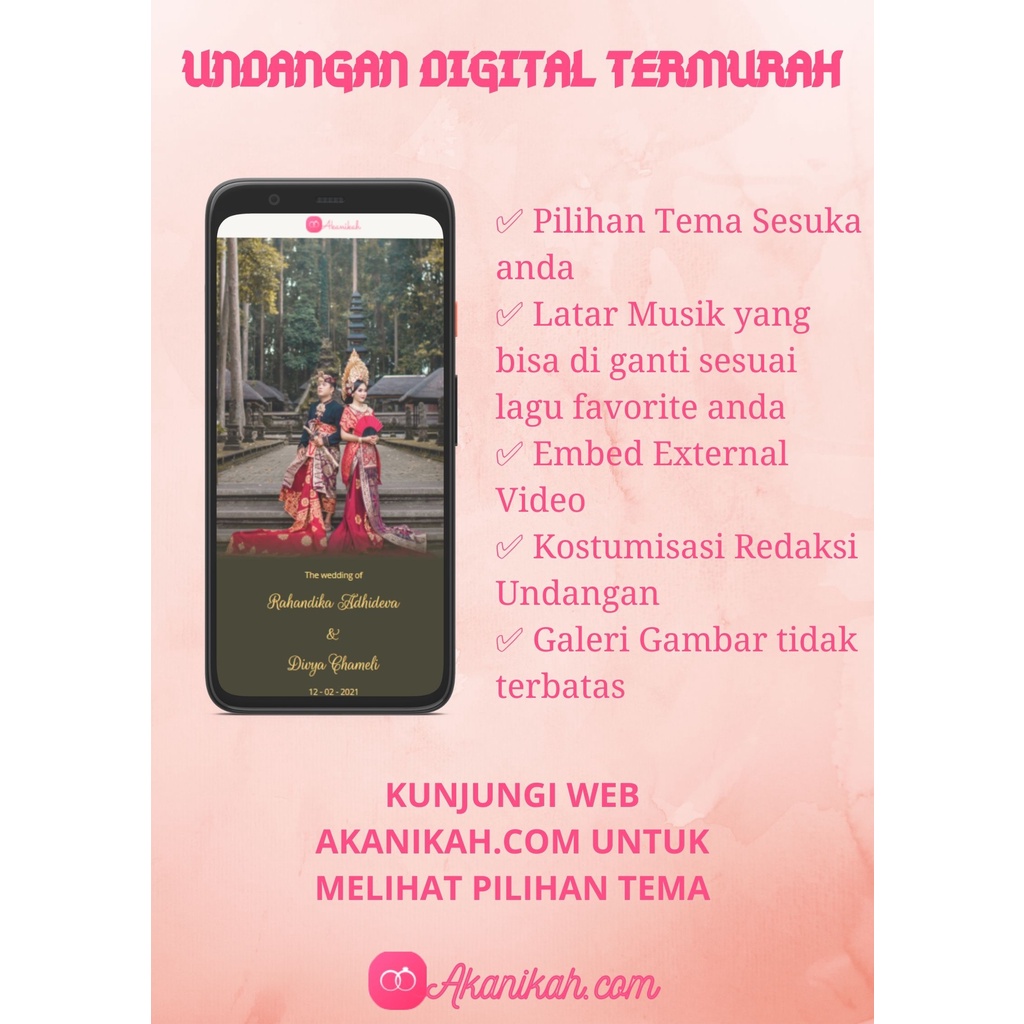 {PAKET BASIC} Undangan Pernikahan Murah / Undangan Digital / Undangan Web / Undangan Online Akanikah