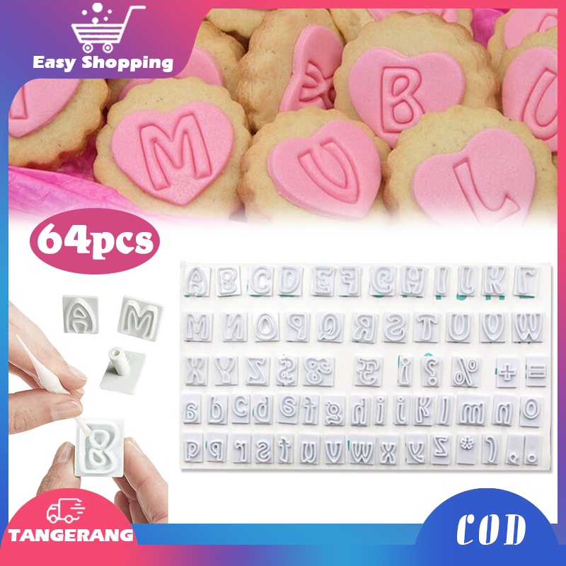 Cetakan Huruf Fondant 64pcs / Cetakan Fondant Alphabet Besar Kecil / Cetakan Angka Fondant