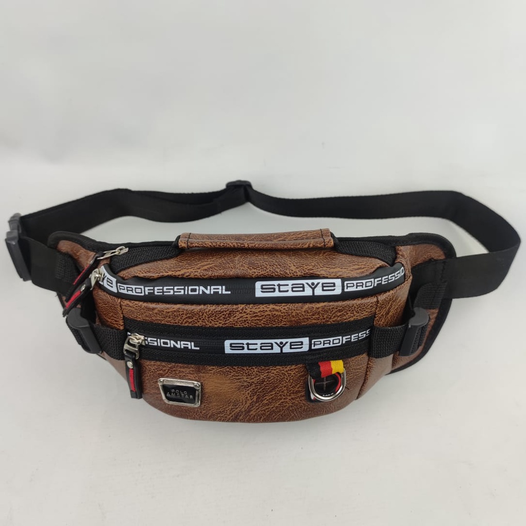 Waistbag Kulit PU Leather Polo Amstar Tas Pinggang tas Selempang Bahu Waterroof