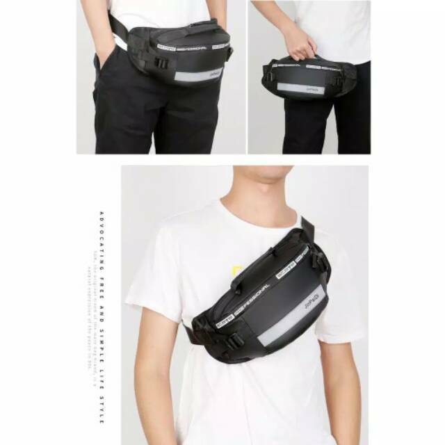 Waistbag pria waterfroop bonus dompet gantungan kunci merk jinpaidi