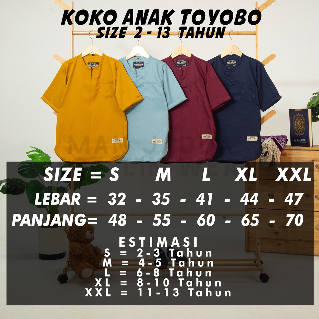 PROMO 11 - 11 SALE - MAN JADDA - Baju Koko Kurta Anak 2-13 Tahun Atasan Koko Kurta Anak Toyobo Bahan Katun Toyobo