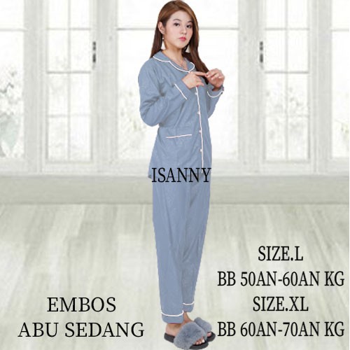 ISANNY PIYAMA SET PP SIZE.L/SATEN EMBOS PP/BAJU TIDUR/READY STOK/REAL PICT