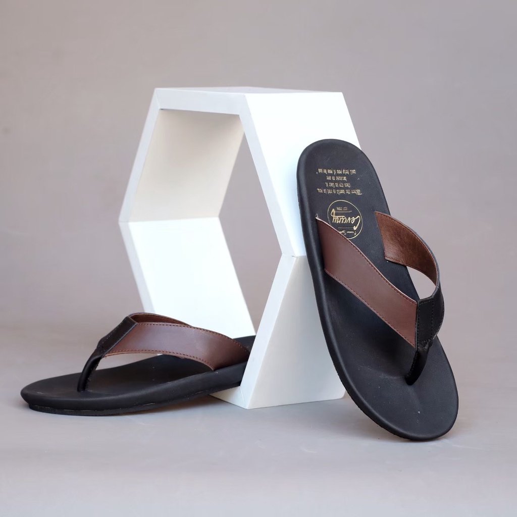 Sandal Kulit Pria Jepit Original Cevany Sendal Japit Cowok Casual Terlaris Distro 07