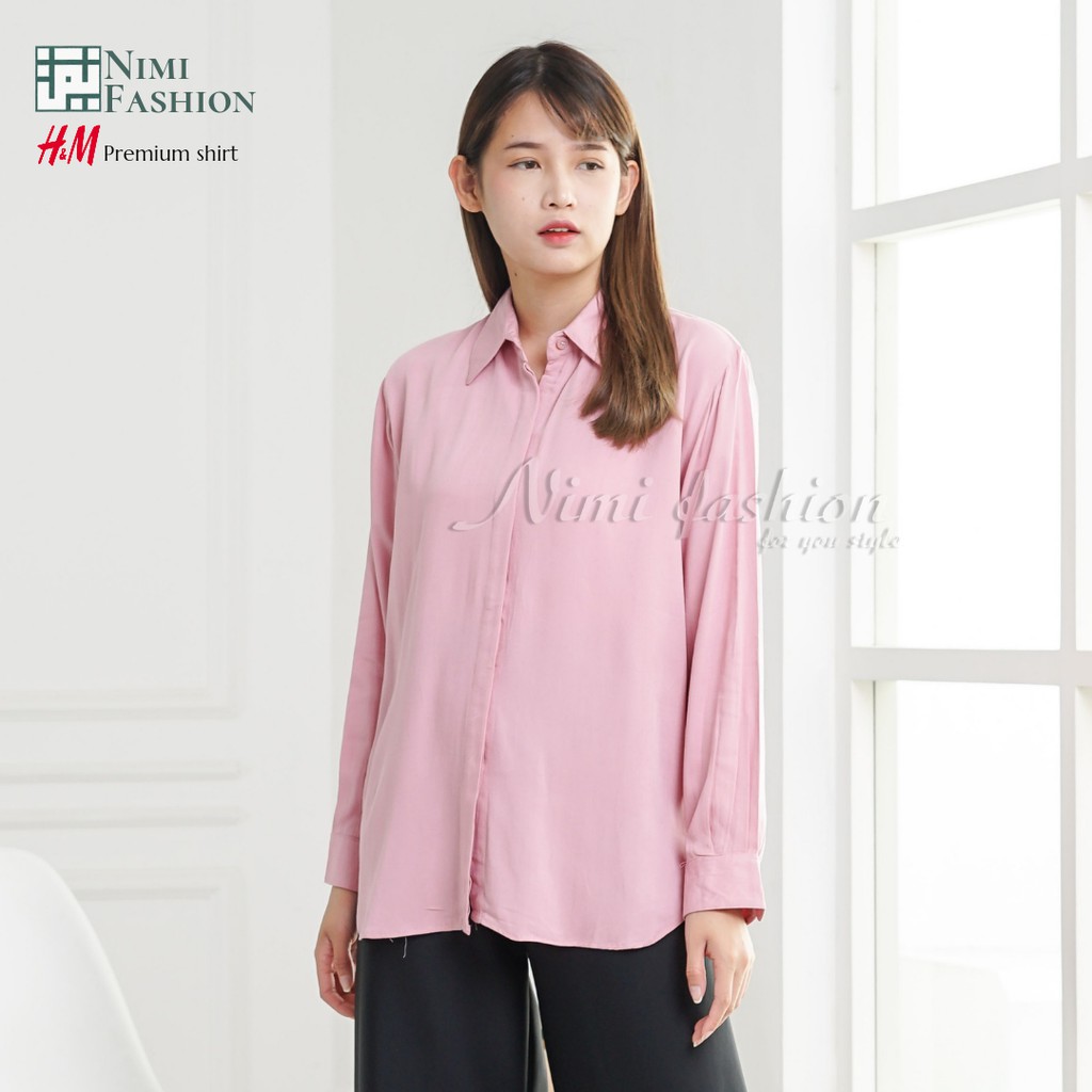 Kemeja Wanita Casual / HnM Basic Shirt / Atasan Kemeja Wanita / Kemeja Polos Wanita Premium