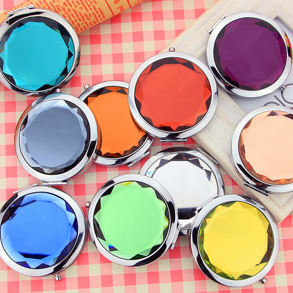 # Kaos T-Shirt Wanita Lengan Pendek Motif Print #Cermin Saku Lipat Mini Bahan Stainless Steel Kristal