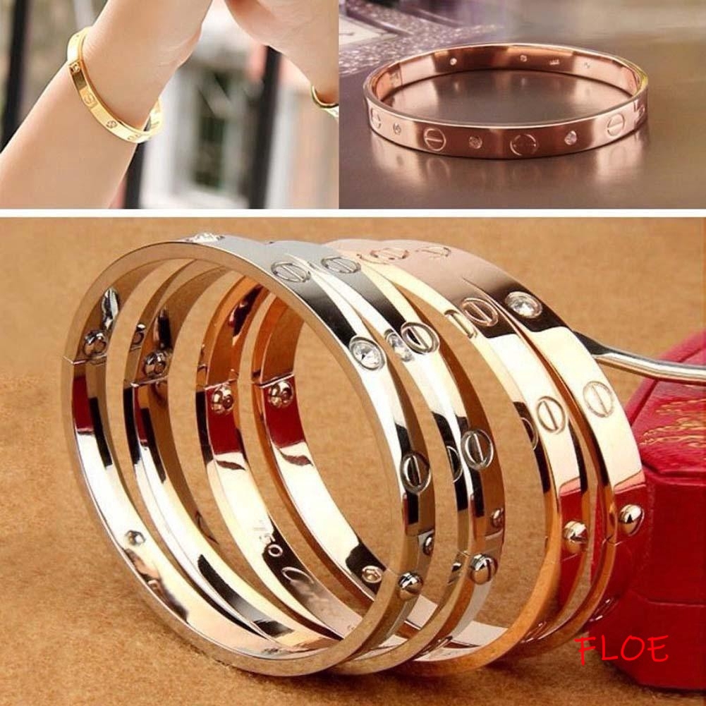 FLOE Gelang  Titanium Steel Warna Rose Gold Gaya Korea 