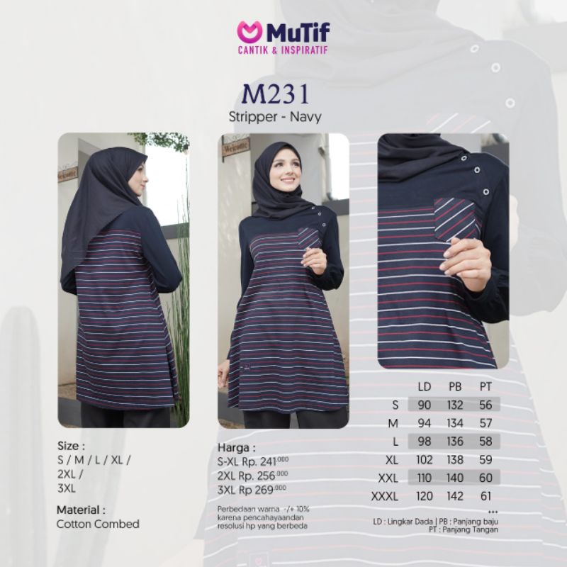 MUTIF COUPLE TUNIK M231 DAN KOKO MM53 STRIPER NAVY TUNIK M 231 KOKO MM 53