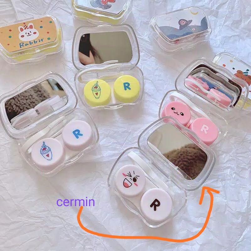 Tempat Softlens Cermin Penjepit Karakter Soft Lens Case Lensa Karakter Lucu Tempat Kontak Lensa Import Tempat Soflens Untuk Traveling