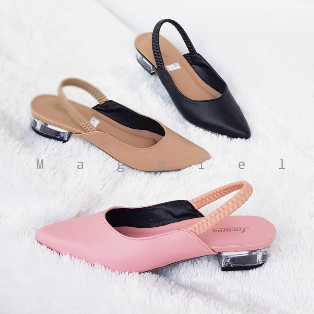 Magdiel | Mules Heels Kaca / Sepatu Wanita Hak Kaca