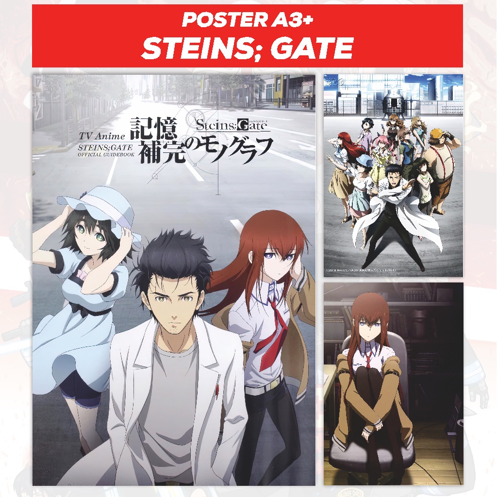Poster Anime Steins Gate Kurisu Makise Rintaro Okabe Mayuri Shiina - A3+