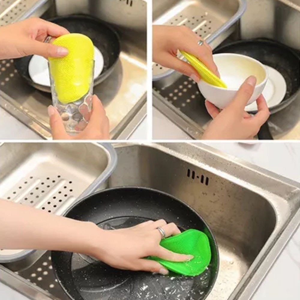 IKILOSHOP Silikon Bulat Alat Cuci Piring Spons Silikon Anti Kuman Sponge Silicone Sikat Anti Kuman Serbaguna Multifungsi Murah 2 dua sisi