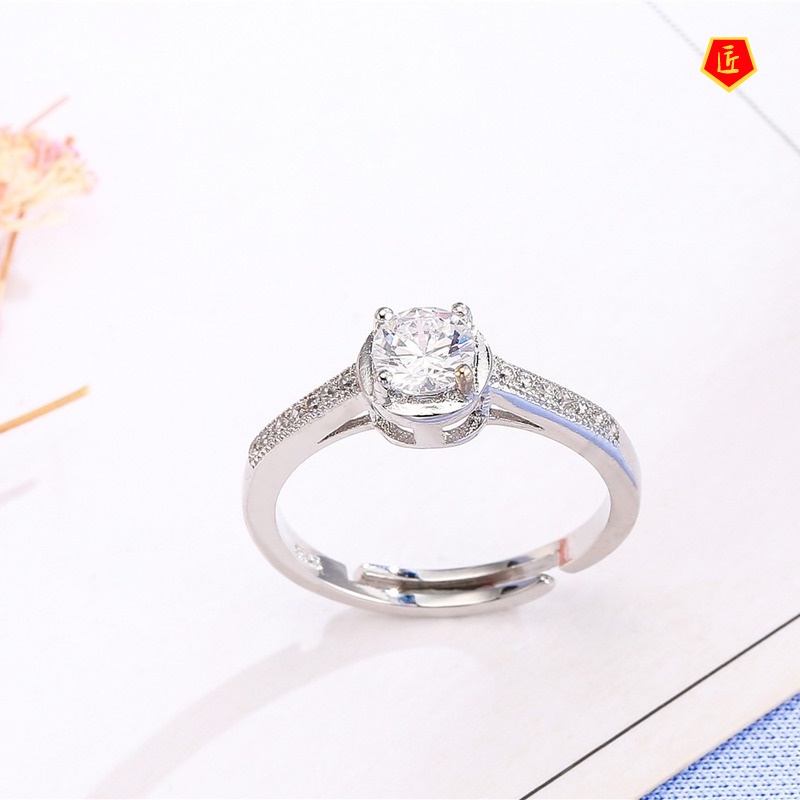 [Ready Stock]Simple Fashion Personality Female Silver Diamond-Studded Ring