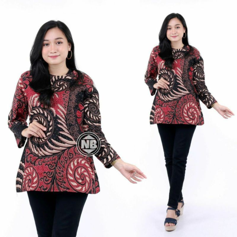 tey-17 Batik wanita ASJ SA HRB026 Kenongo Kemeja Tosca Pendek-5