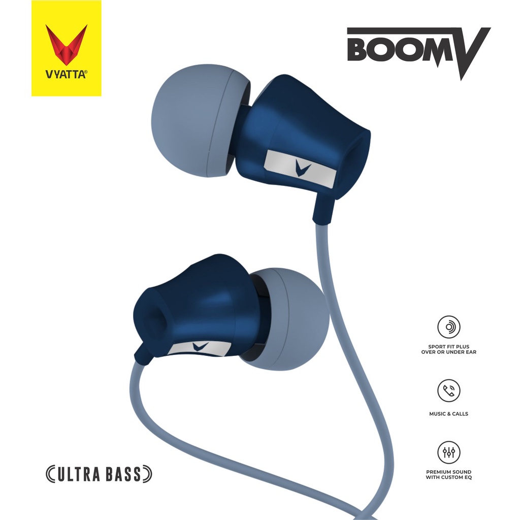VYATTA BOOM V Earphone / Headset / Handsfree - Ultra Bass-Pacific Blue
