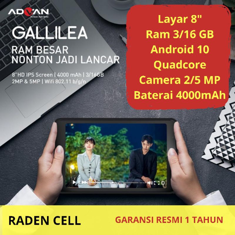 Advan Tab 8 Gallilea Ram 3/16 GB Tablet Android 4G LTE Murah Tab Gallilea Tab Android 4G LTE Murah
