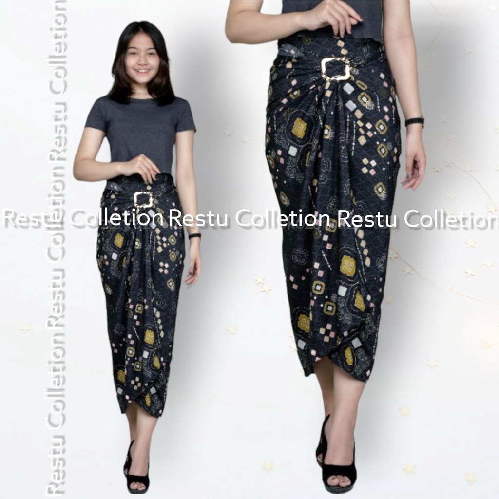 Rok Lilit Motif Batik Bawahan Kebaya kondangan Wisuda Nikahan Tunangan Wanita Bahan Semi Silk Sutra Premium