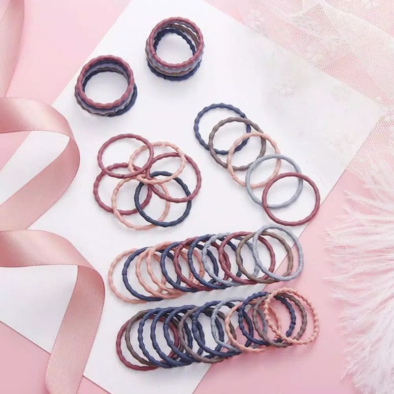 50 Pcs Karet Rambut Ponytail Elastis Warna-Warni Ukuran 3cm Untuk Anak