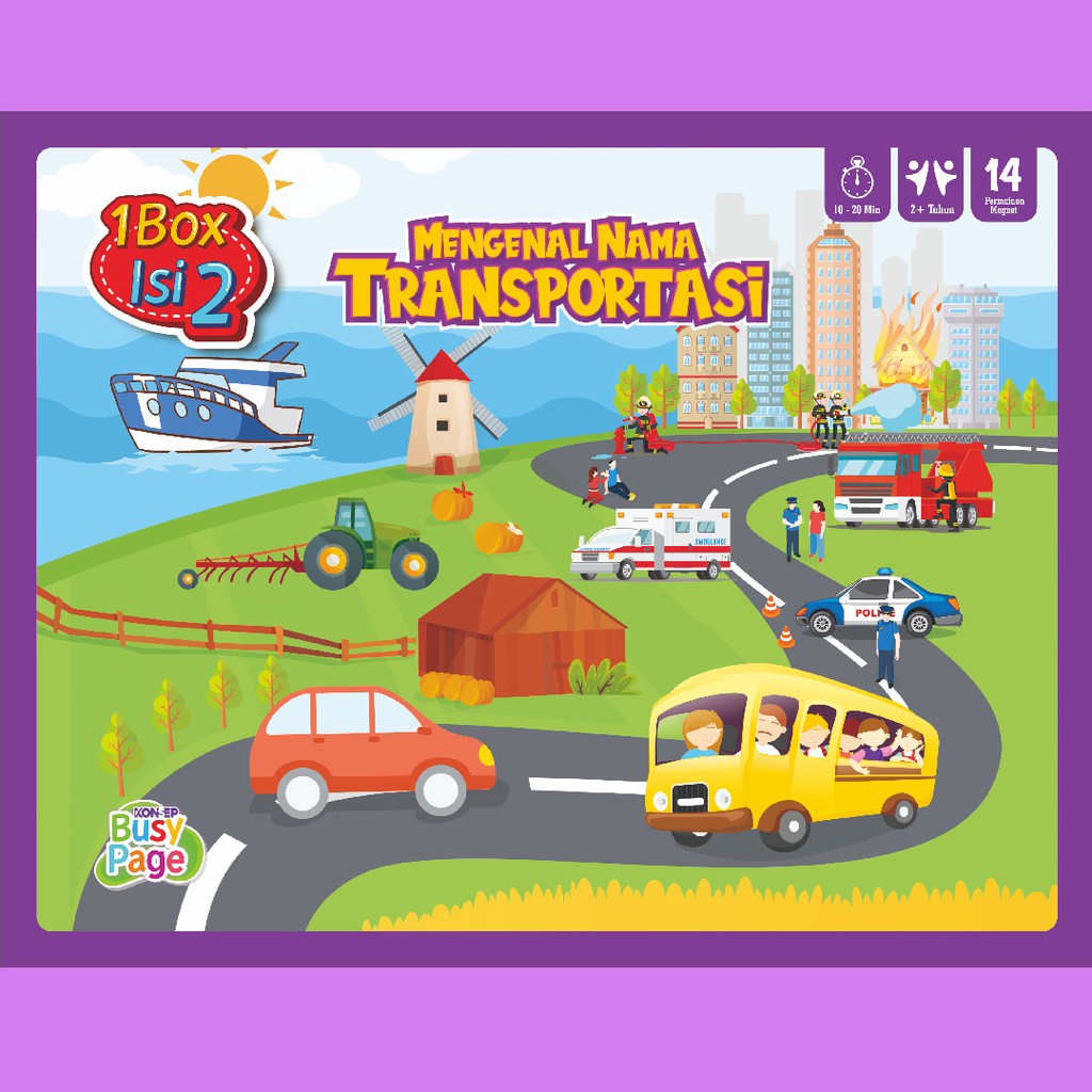 [1BOX ISI 2] KONSEP BUSY PAGE MENGENAL TRANSPORTASI / ACTIVITY SHEET / MAINAN EDUKASI ANAK