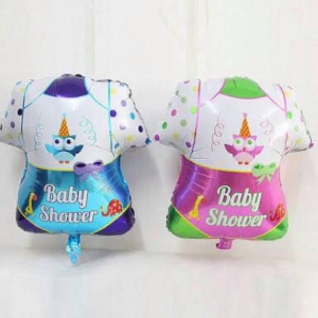 Balon foil baby shower bentuk baju biru &amp; pink ukuran kecil