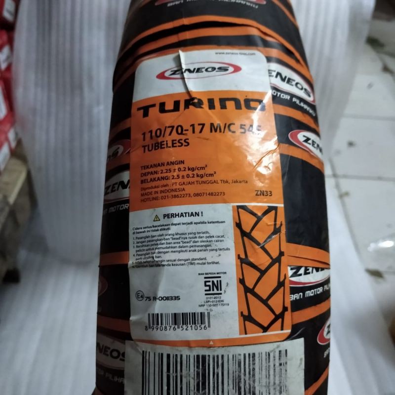 Ban Luar Tubeless Zeneos Turino 110/70-17 Sepeda Motor