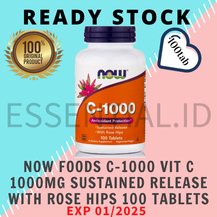 Beli Now Foods Vitamin C 1000 Vit C 1000mg Sustained Release Rose Hips 100 Tablet Seetracker Indonesia