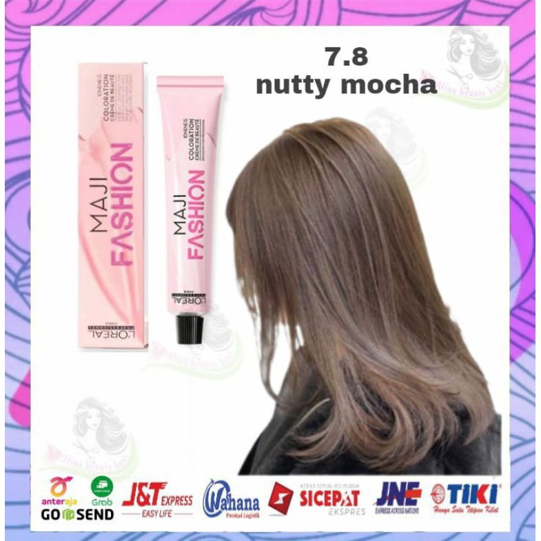 Cat rambut L'oreal maji fashion 7.8 nutty mocha