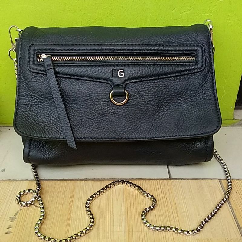 (nego) Tas sling rantai kulit asli