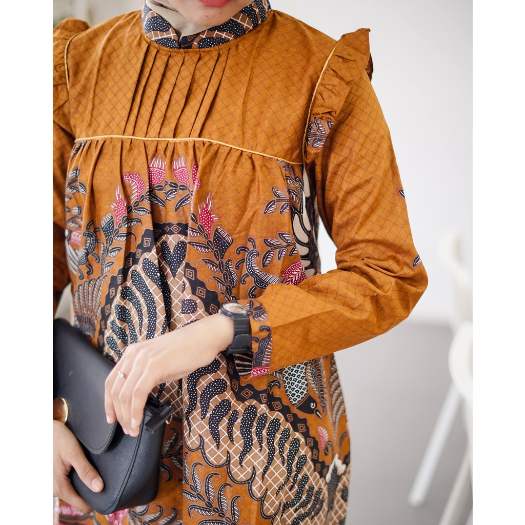 Batik Alina Amanda Tunik Batik Baju Batik Wanita Modern S M L XL XXL Atasan Batik Modern Batik Kerja Wanita