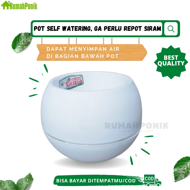 Self Watering Pot Tanaman Hias Pot Bunga Pot Hidroponik Pot Bulat