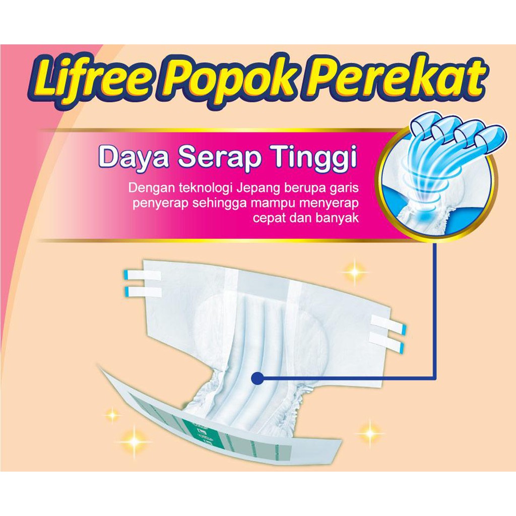 Lifree Popok Perekat M18/ L16/ XL14 - M 18/ L 16/ XL 14