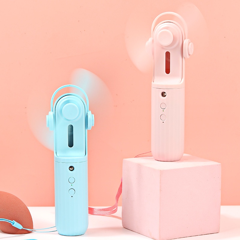 Nano Spray Powerbank Cute  3 in 1 Kipas Angin Portable Mini Usb  Aksesories Mini Fan Tali Gantung Serbaguna